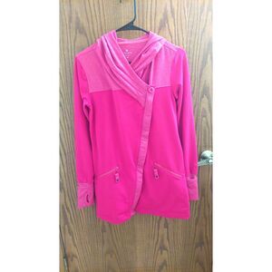 Athleta Scarlett Asymmetrical Zip Jacket XS Pink Fuchsia Magenta Hoodie 265320